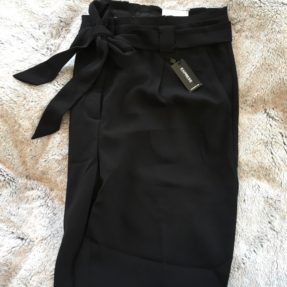 Express High Waisted Sash Waist Ankle Pant